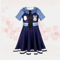 Zootopia Police Woman Judy Hopps Cosplay Costume Outfits Girls' Movie Cosplay Anime Blue Dress Tie Halloween Masquerade Lightinthebox - thumbnail