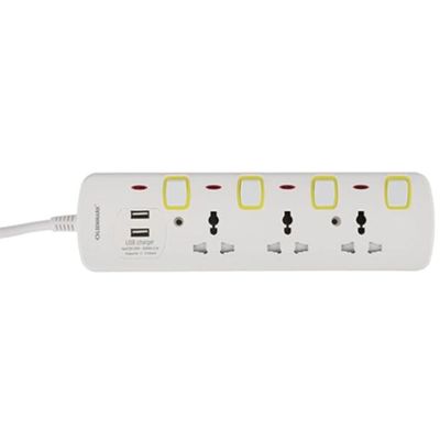 Olsenmark Extension cord 3 Way, 3M Power Extension Socket with USB Port, OMES1863