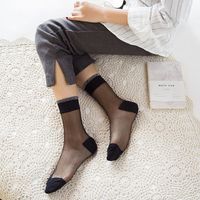 Women Ultra-Thin Mesh Breathable Solid Pure Color Ice Silk Tube Socks