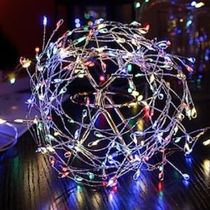 LED String Lights Firecracker Copper Wire Flexible 2M 5M Set Fairy Garland Holiday Light for Wedding Holiday Party Room Decoration Warm White Colorful Lamp AA Battery Operated Lightinthebox