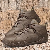 Men's Casual Shoes Retro Handmade Shoes Winter Shoes Fleece lined Walking Safety Shoes Business Casual Outdoor Daily Faux Leather PU Warm Lace-up Brown Coffee Fall Winter Lightinthebox - thumbnail