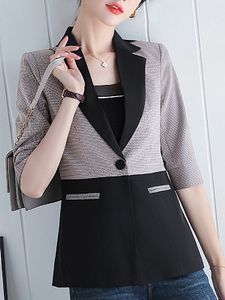 Temperament Colorblock Fold Collar Blazer