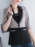 Temperament Colorblock Fold Collar Blazer - thumbnail