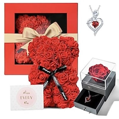 Valentine's Day Eternal Flower Jewelry Box Red Bear Set Rose Necklace Gift Box Birthday Gift Creative Decoration Valentine's Day Lightinthebox Valentine's Day Eternal Flower Jewelry Box Red Bear Set Rose Necklace Gift Box Birthday Gift Creative Decoration Valentine's Day Lightinthebox