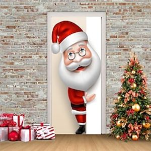 Christmas 3D Stickers Waterproof Door Stickers Xmas Door Mural Peel Self Adhesive Wallpaper PVC Sticker Removable Wall Decal for Home Office Decoration miniinthebox