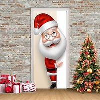Christmas 3D Stickers Waterproof Door Stickers Xmas Door Mural Peel Self Adhesive Wallpaper PVC Sticker Removable Wall Decal for Home Office Decoration miniinthebox - thumbnail