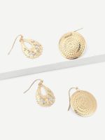 2pairs Gold Hollow Design Earrings 2pairs Gold Hollow Design Earrings