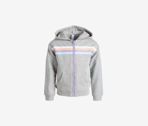 Toddler Girls Striped Zip-Up Hoodie  Heather Grey