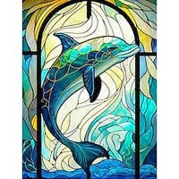 1pc Animal DIY Diamond Painting Glass Crystal Painted Dolphin Diamond Painting Handcraft Home Gift Without Frame miniinthebox