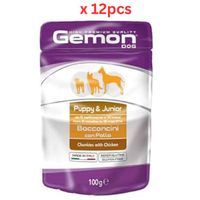 Gemon Dog Wet Food, Pouches Puppy And junior With Chicken 100gm (Pack of 12)