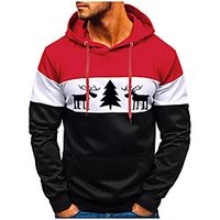 Men's Pullover Hoodie Sweatshirt Color Block Hooded Daily Sports Basic Casual Hoodies Sweatshirts  Yellow Red miniinthebox - thumbnail