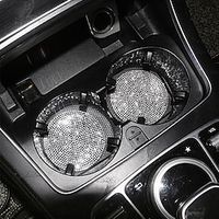 Diamond Inlaid Car Water Cup Pad Storage Tank Pad Car Interior Decoration Circular Silicone Anti Slip Pad Soft Rubber Full Diamond Lightinthebox - thumbnail