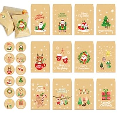 48pcs Christmas Small Envelope Bag Paper Bag Christmas Decorative Packaging Gift Bag Original Christmas Greeting Card Gift Small Storage Bag miniinthebox
