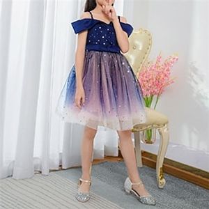 Kids Little Girls' Dress Solid Colored Flower Tulle Dress Party Daily Embroidered Bow Blue White Wine Knee-length Short Sleeve Princess Cute Dresses Spring Summer Slim 2-8 Years Lightinthebox