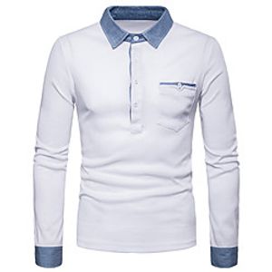 Men's Golf Shirt Solid Color Button-Down Long Sleeve Street Tops Cotton Business Sportswear Casual Comfortable White Black Lightinthebox