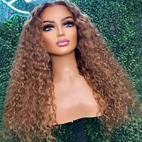 Unprocessed Virgin Hair 13x4 Lace Front Wig Free Part Brazilian Hair Curly Multi-color Wig 130% 150% Density with Baby Hair Natural Hairline Glueless Pre-Plucked For Women Long Human Hair Lace Wig Lightinthebox - thumbnail