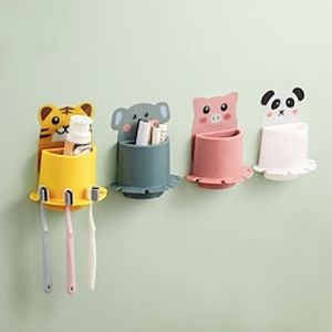 Cute Various Cartoon Animal Toothbrush Holder Toothpaste Holder Wall Suction Sucker Bathroom Accessories Sets Toothbrush Rack miniinthebox