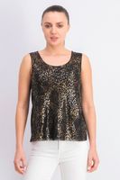 Womens Metallic Details Top  Black/Gold - thumbnail