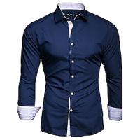 Men's Shirt Button Up Shirt Casual Shirt Summer Shirt Beach Shirt Black White Royal Blue Dark Blue Black Red Long Sleeve Color Block Lapel Hawaiian Holiday Patchwork Clothing Apparel Fashion Casual Lightinthebox