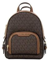 Michael Kors Jaycee mini XS Brown Signature PVC Zip Pocket Shoulder Backpack Bag (97545)