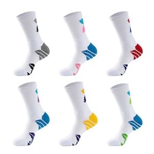 Men's Socks Cycling Socks Outdoor Exercise Bike / Cycling Breathable Soft Sweat wicking 5 Pairs Letter  Number Nylon Terylene Violet Rosy Pink Red One-Size / Stretchy miniinthebox