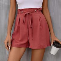 Women's Shorts Polyester Plain Red Casual Daily Short Daily Wear Weekend Summer Lightinthebox