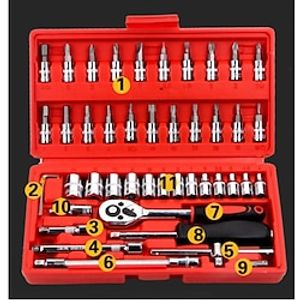 46 piece set wrench combination socket head automobile maintenance tool socket wrench combination hardware tool miniinthebox