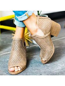 Fashion Hollow Open Toe Mesh Stiletto Heel Shoes