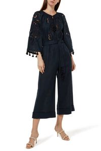 Rosha Embroidered Belted Jumpsuit