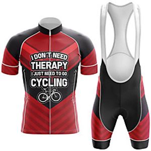 21Grams Men's Short Sleeve Cycling Jersey with Bib Shorts Summer Spandex Polyester Black  Red Bike Clothing Suit 3D Pad Quick Dry Moisture Wicking Breathable Reflective Strips Sports Letter  Number Lightinthebox