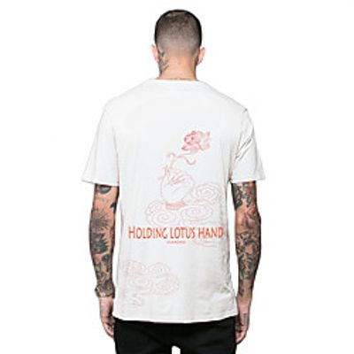 Men's Tee T shirt Hot Stamping Graphic Prints Lotus Hand Print Short Sleeve Casual Tops Ethnic Style Casual Fashion Designer White Black Lightinthebox