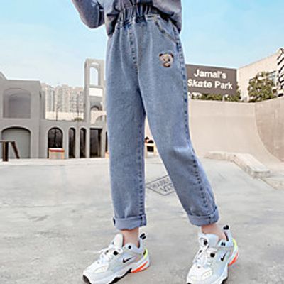 Kids Girls' Jeans Blue Graphic Embroidered Daily Wear Active 5-13 Years miniinthebox