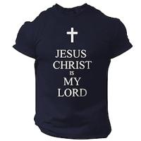 Jesus Cross Letter Print Men's Graphic 100% Cotton Shirt Vintage Shirt Short Sleeve Comfortable Tee Summer Fashion Designer Clothing Lightinthebox