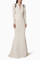 Tonya Crystal Embroidered Crepe Gown - thumbnail