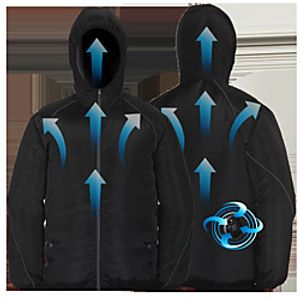 Men's Hoodie Jacket Hiking Jacket Outdoor Summer Cooling Fan Jacket Top Running Cycling Windbreaker Fishing Camping Air Conditioning Clothing USB Power Supply Lightinthebox
