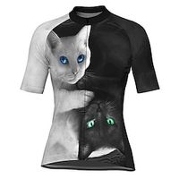 21Grams Women's Short Sleeve Cycling Jersey Black Cat 3D Bike Top Mountain Bike MTB Road Bike Cycling Spandex Polyester Breathable Quick Dry Moisture Wicking Sports Clothing Apparel  Athleisure Lightinthebox - thumbnail