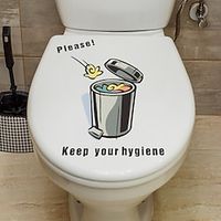 1pcs Cartoon Garbage Can Pattern English Pvc Wall Stickers Self-Adhesive Toilet Seat Decorative Toilet Stickers Lightinthebox - thumbnail