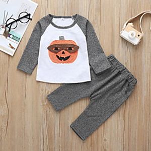 Kids Boys' T-shirt  Pants 2 Pieces Long Sleeve Gray Print Print Basic 3-8 Years Lightinthebox