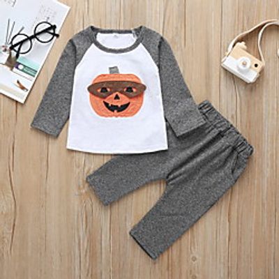 Kids Boys' T-shirt  Pants 2 Pieces Long Sleeve Gray Print Print Basic 3-8 Years Lightinthebox
