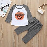 Kids Boys' T-shirt  Pants 2 Pieces Long Sleeve Gray Print Print Basic 3-8 Years Lightinthebox - thumbnail