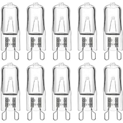 10PCS G9 40W 220V 2-Pin Halogen Bulb Warm White 3000K 360 Beam Angle for Oven Microwave Crystal Lamp Ceiling Fan Lights Lightinthebox