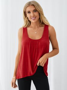 YOINS BASICS Casual Plain Scoop Neck Irregular Hem Cami
