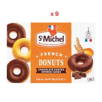 St Michel French Donuts Chocolate Coated Sponge Cakes 9X180G