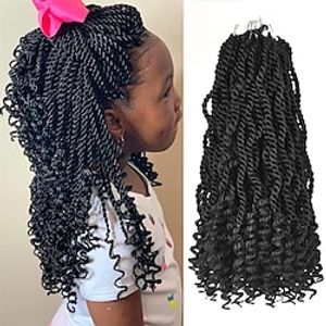 Wavy Senegalese Twist Crochet Hair 12 Inch Crochet Hair for Black Women Pre-twisted Kids Crochet Hair 6 Packs Braids Wavy Ends Synthetic Hair Extension miniinthebox