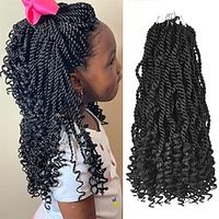 Wavy Senegalese Twist Crochet Hair 12 Inch Crochet Hair for Black Women Pre-twisted Kids Crochet Hair 6 Packs Braids Wavy Ends Synthetic Hair Extension miniinthebox - thumbnail