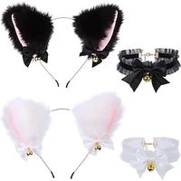 Halloween Performance Props Headdress Cat's Ears (Steamed Cat-Ear Shaped Bread) Headband Cat Girl Cat's Ears Collar Hair Accessories Set Lightinthebox - thumbnail