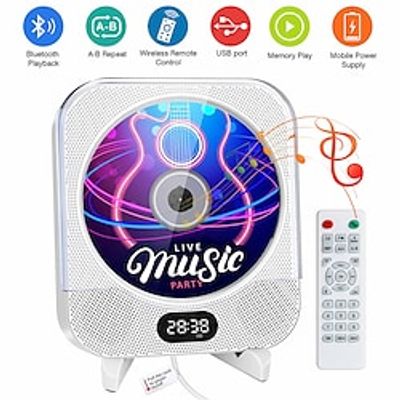 Portable CD Player with Bluetooth Wall Mounted CD Player Home Audio Boombox Music Player with Remote Control FM Radio Built-in HiFi Speakers Christmas Gift Lightinthebox