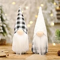 Christmas Faceless Gnome Handmade Faceless Doll, Black and White Plaid Forest Old Man Doll, Christmas Decorations miniinthebox - thumbnail