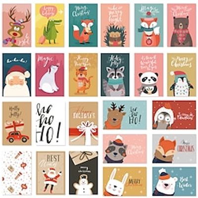 24 Pack Christmas Cards, Christmas Cards with Envelope Set, Folding Cards, Christmas Greeting Cards, Postcard, Christmas Postcard, Greeting Cards, Christmas Xmas Gift miniinthebox