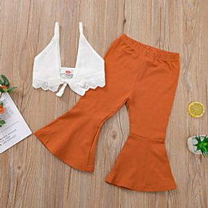 Kids Girls' Clothing Set Sleeveless Orange Solid Colored Bow Casual Active Regular 2-6 Years miniinthebox